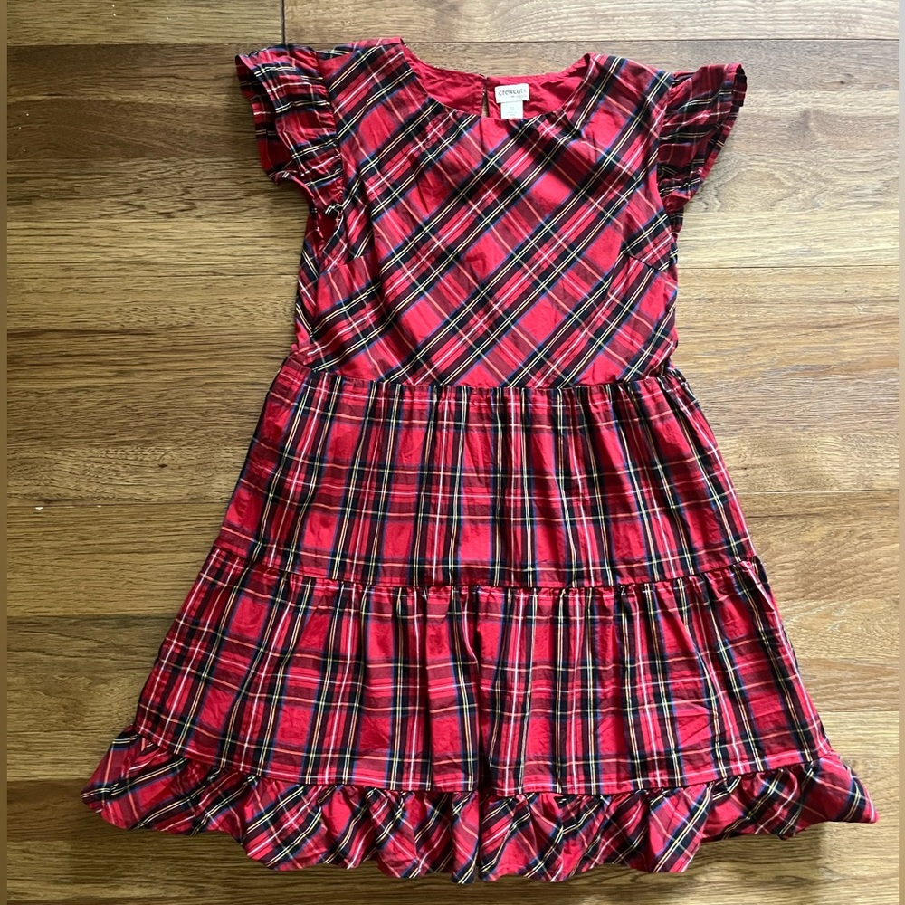 J. Crew Tartan Plaid Ruffle Sleeve Girl’s Sz 12 Cotton Dress Holiday Party